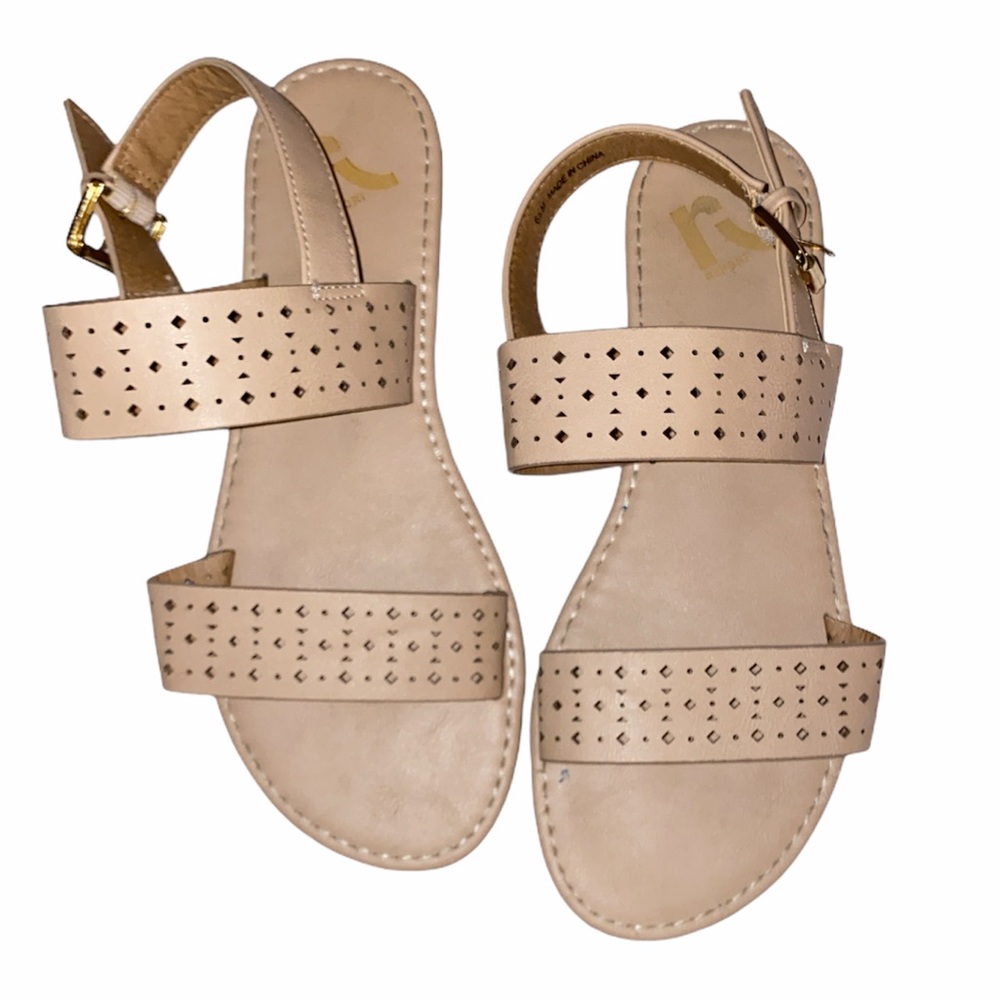 Tan, double strap sandals